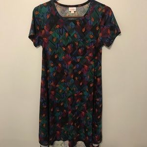 LuLaRoe Xsmall Carly NWOT geometric and leaf print